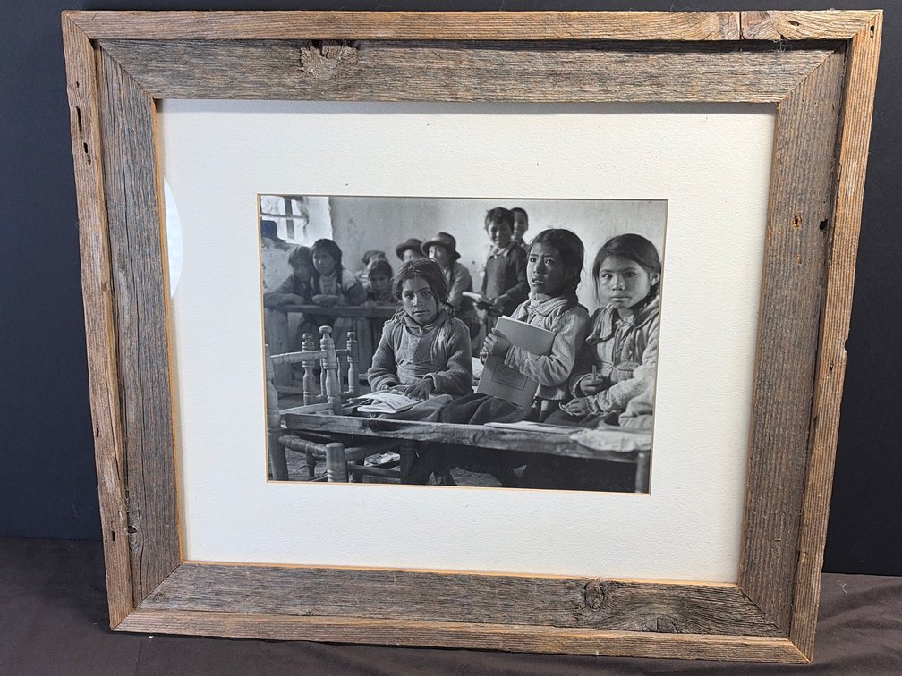 Peruvian school children picture in Barnwood frame