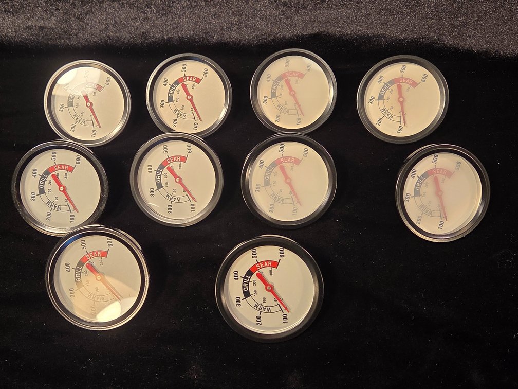10 replacement round barbecue grill temperature gauges