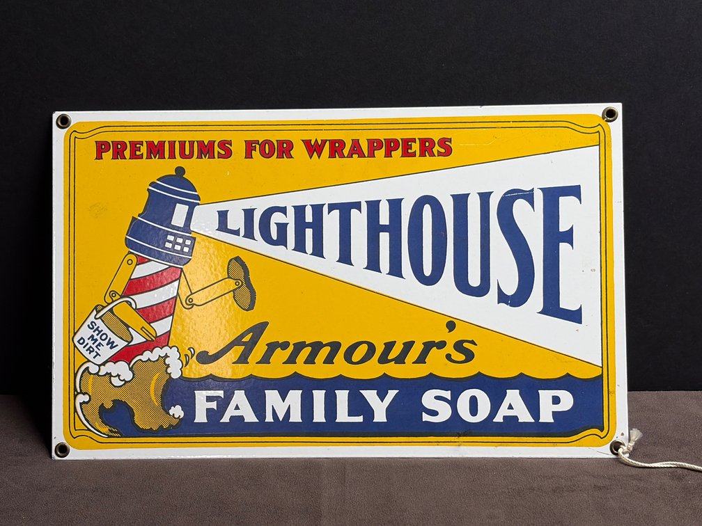 Lighthouse armor soap, porcelain sign vintage