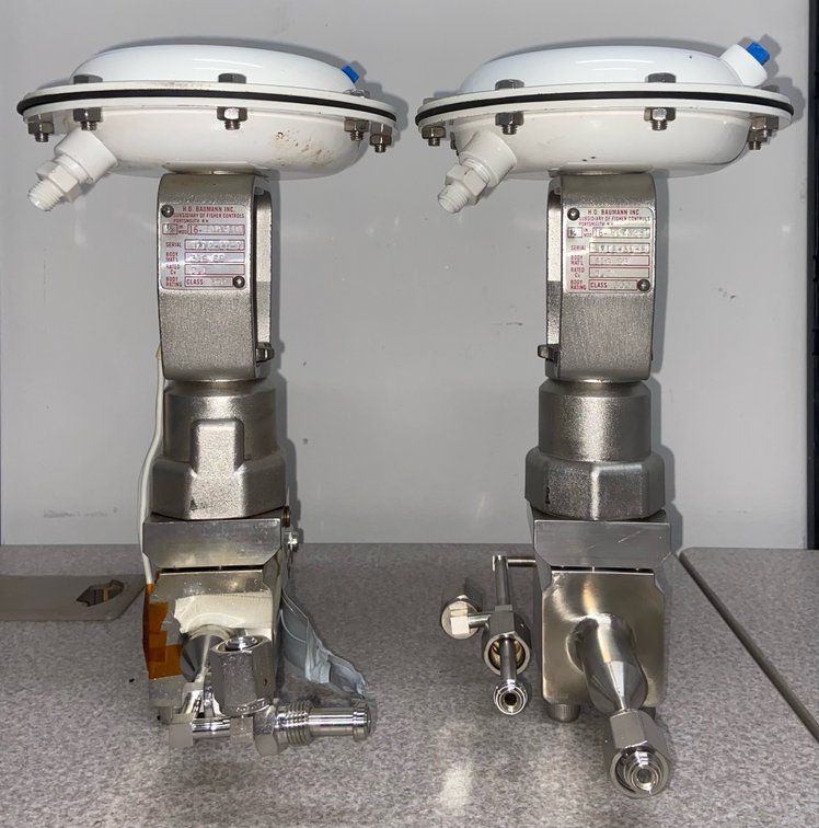 68. 2ea H.D. Baumann Control Valves, 316 SST, 1ea Model 16-81632SI & 16-81732SI