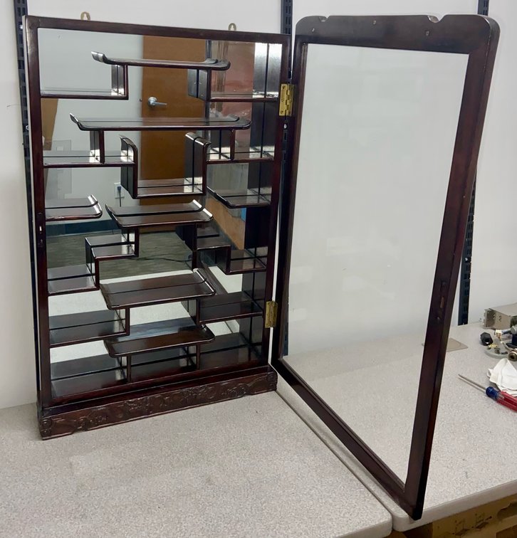 78. Chinese Display Case with Mirror & Glass Door, Excellent Condition