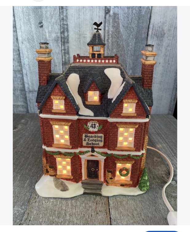 Department 56 Dickens' Village Series piece called "Boarding & Lodging School" (Item #5810-6), released around 1993–1994
