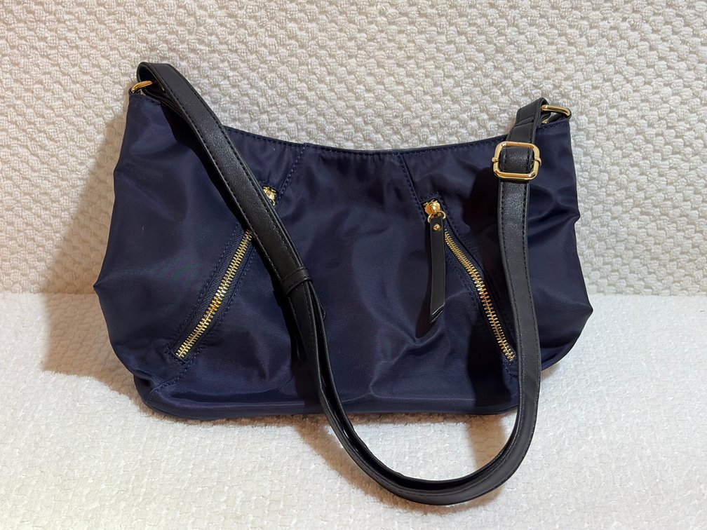 Slouchy Nylon Navy Shoulder Bag
