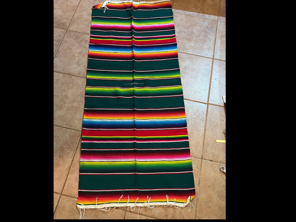 Green traditional Mexican sarape blanket