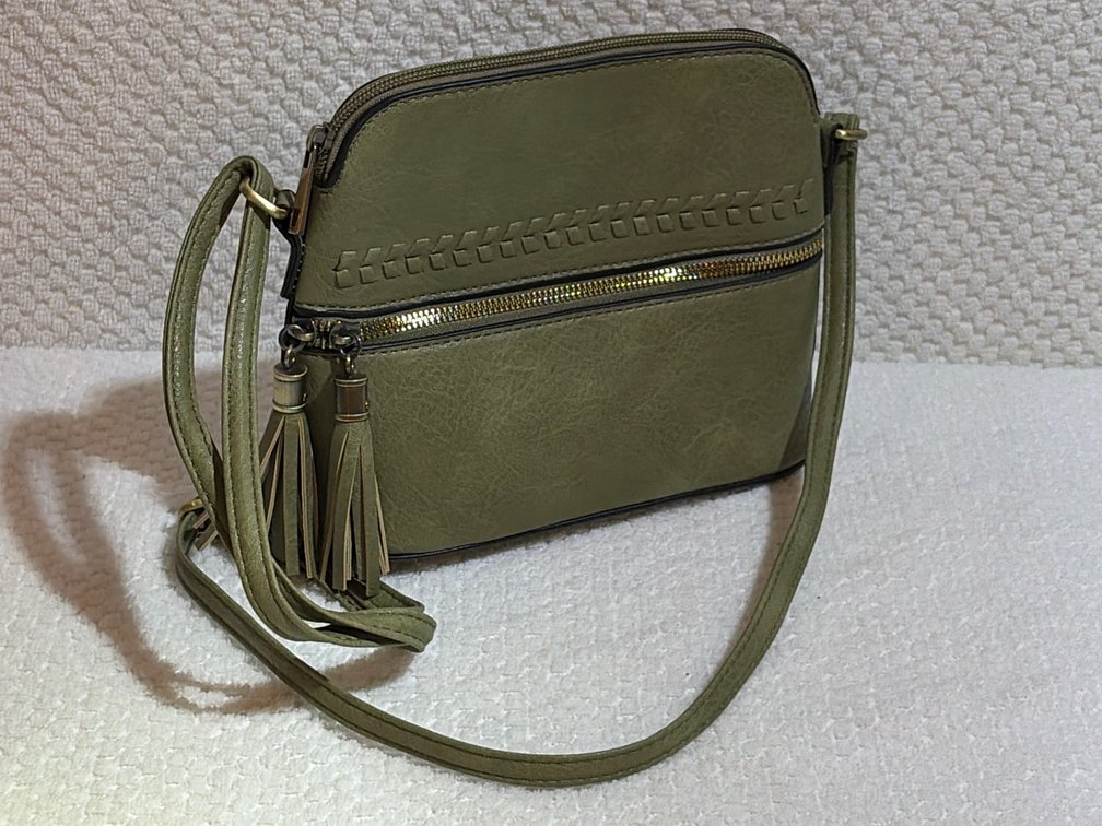 Olive green suede crossbody
