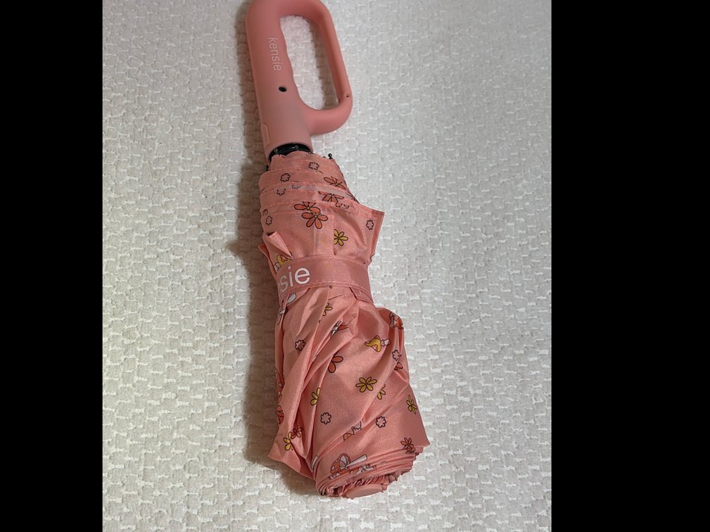 peach floral Kensie compact folding umbrella