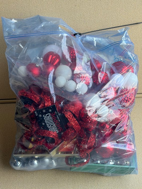 Red and white Christmas ornaments