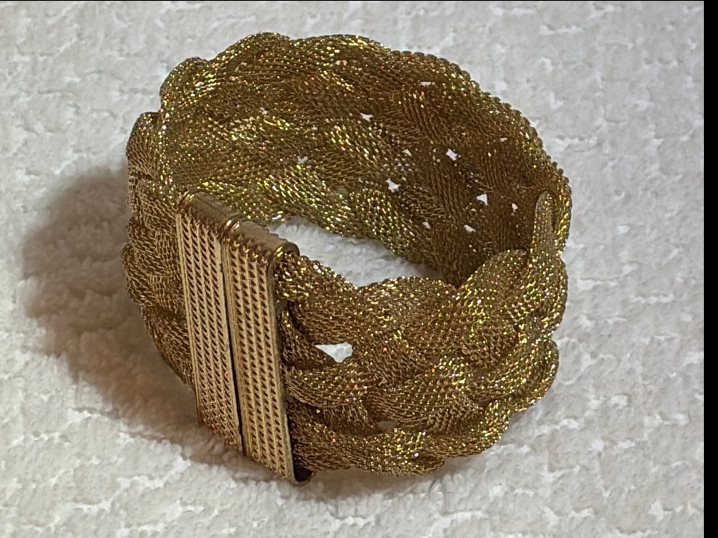 Gold-tone braided mesh cuff bracelet