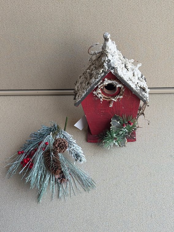 Christmas themed birdhouse