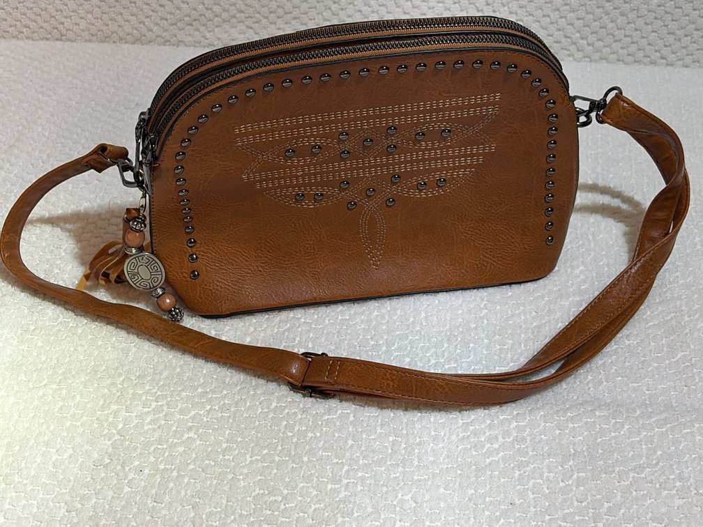 Cognac Brown Western Style Crossbody