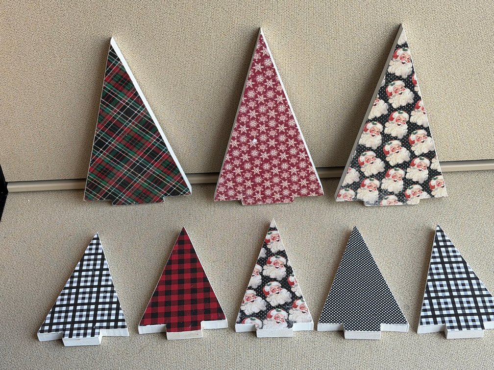 Handcrafted wooden Christmas tree plaques