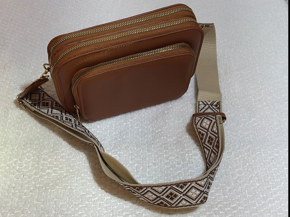 Brown Wallet Purse with Fun Patterned Strap