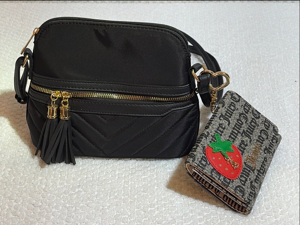 Veronica Black Crossbody with Juicy Couture Strawberry Wallet