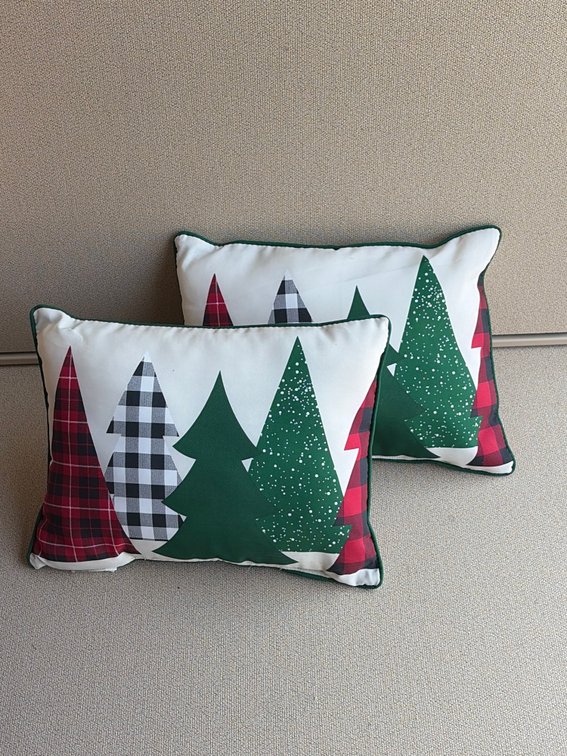 Christmas tree themed pillows double sided