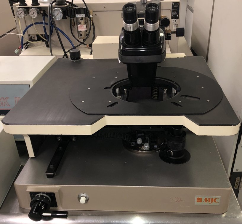 43. Micronics MP-10 Manual Wafer Prober with B&L StereoZoom 4 Microscope & 10X Wide Field Eyepieces, 6” (dia.) Vacuum Wafer Chuck, Stage Motion Controlled by Micrometers and/or Chessman, 1” X 1” Microscope XY Travel, 100 VAC Input Power