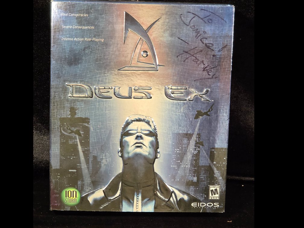 Vintage big box PC release of the 2000 action role-playing game Deus Ex