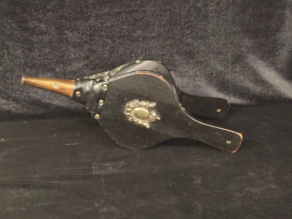 Vintage wood and leather fireplace bellows