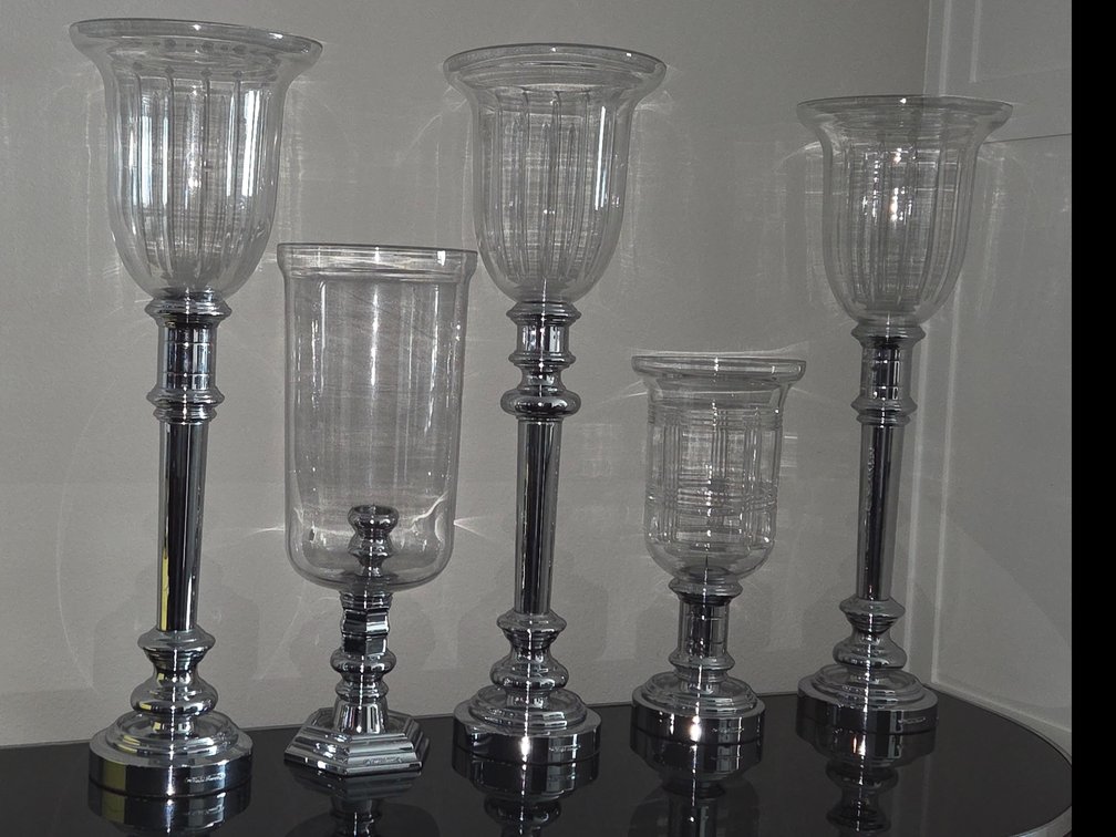 5 piece Ralph Lauren Home Hurricane Candle Holders