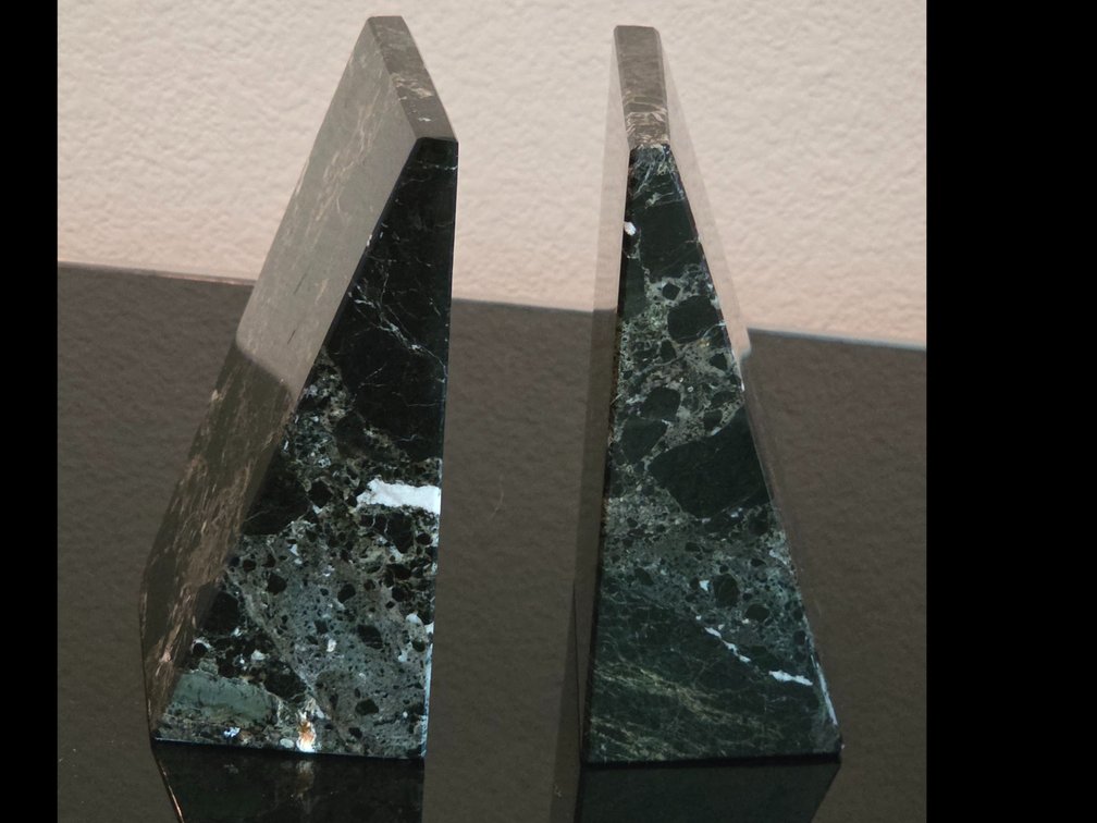 MCM Black and Green Marble Wedge Bookends