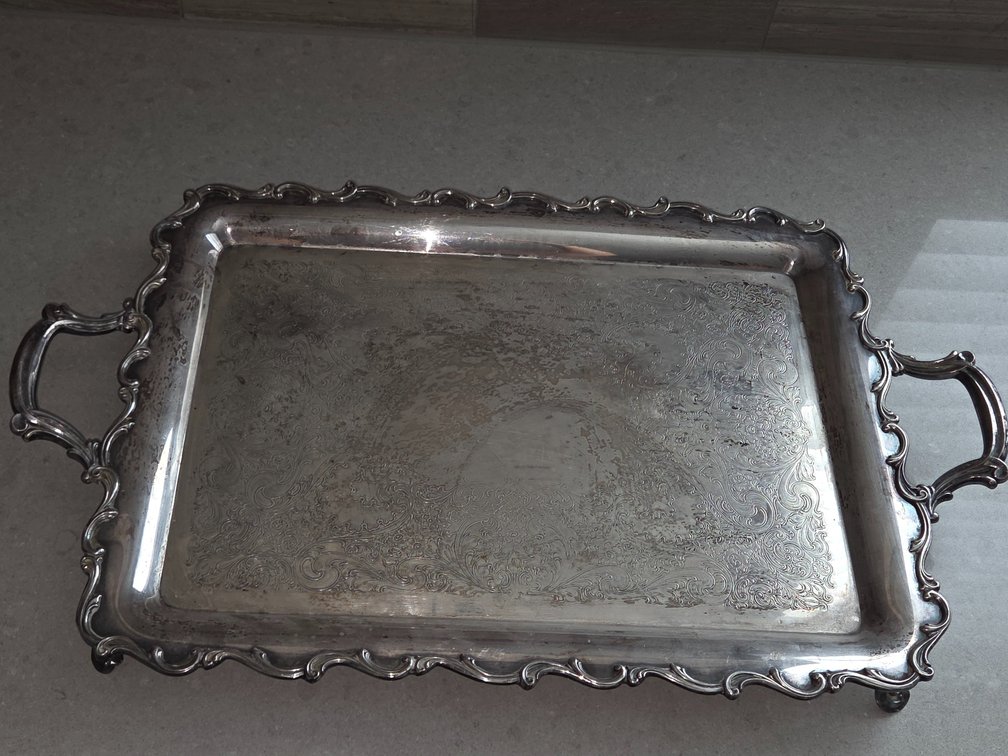 International Silver Co. Silver Plated Joanna Footed and Handled Serving Tray