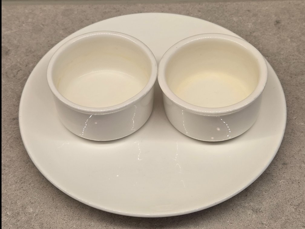 Waldorf Astoria Fortessa Fortaluxe Superwhite 2 Ramekin cups and Saucer