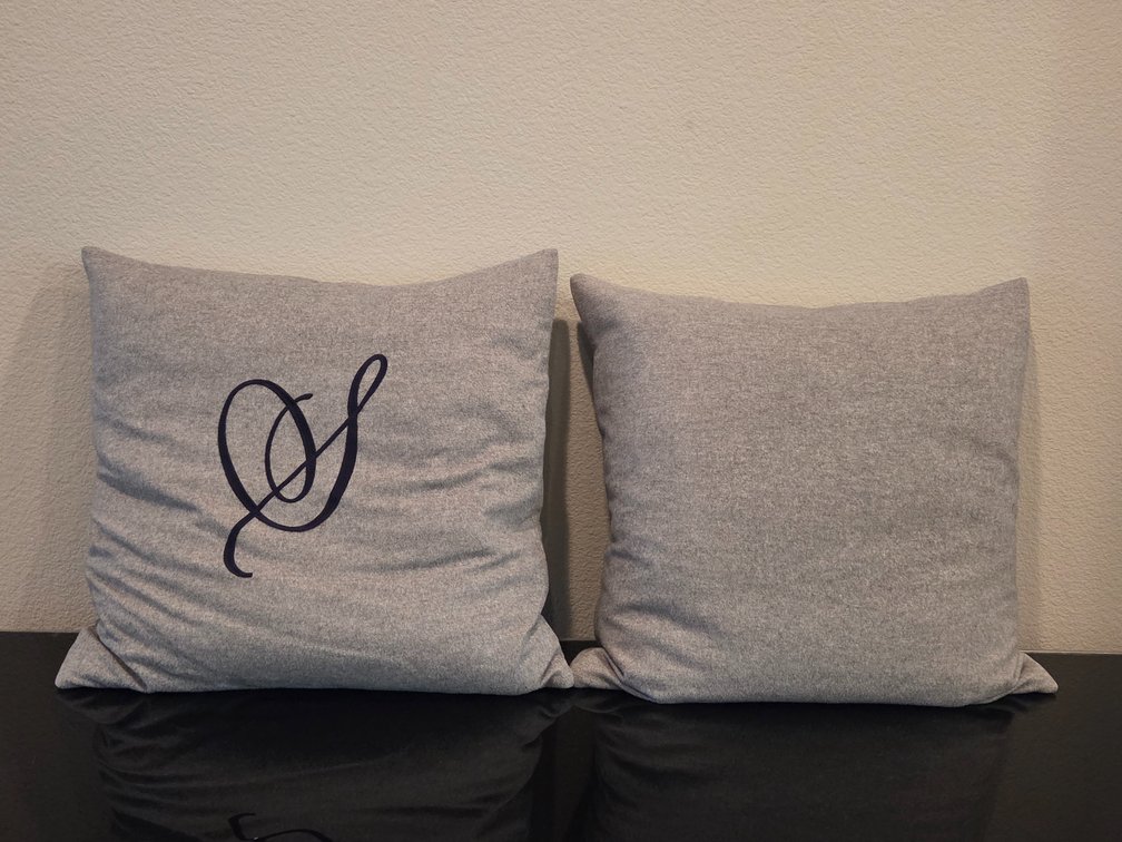 2 large Grey wool couch throw pillows