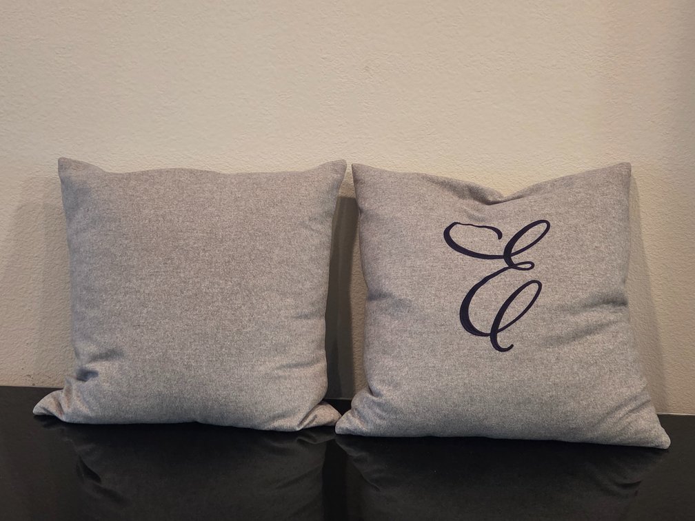 2 large grey wool couch throw pillows