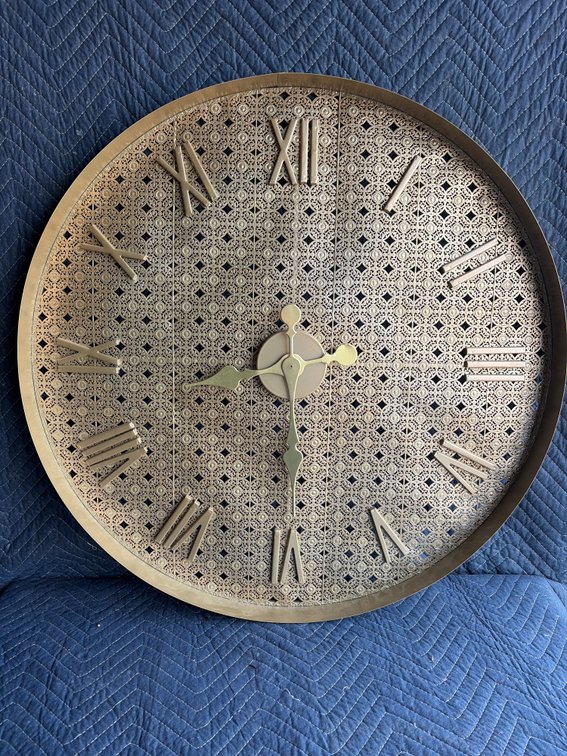 Large golden clock 24 inch diameter