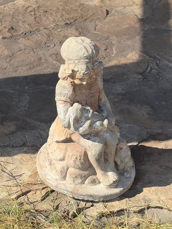 Concrete girl with bunny statue 18”