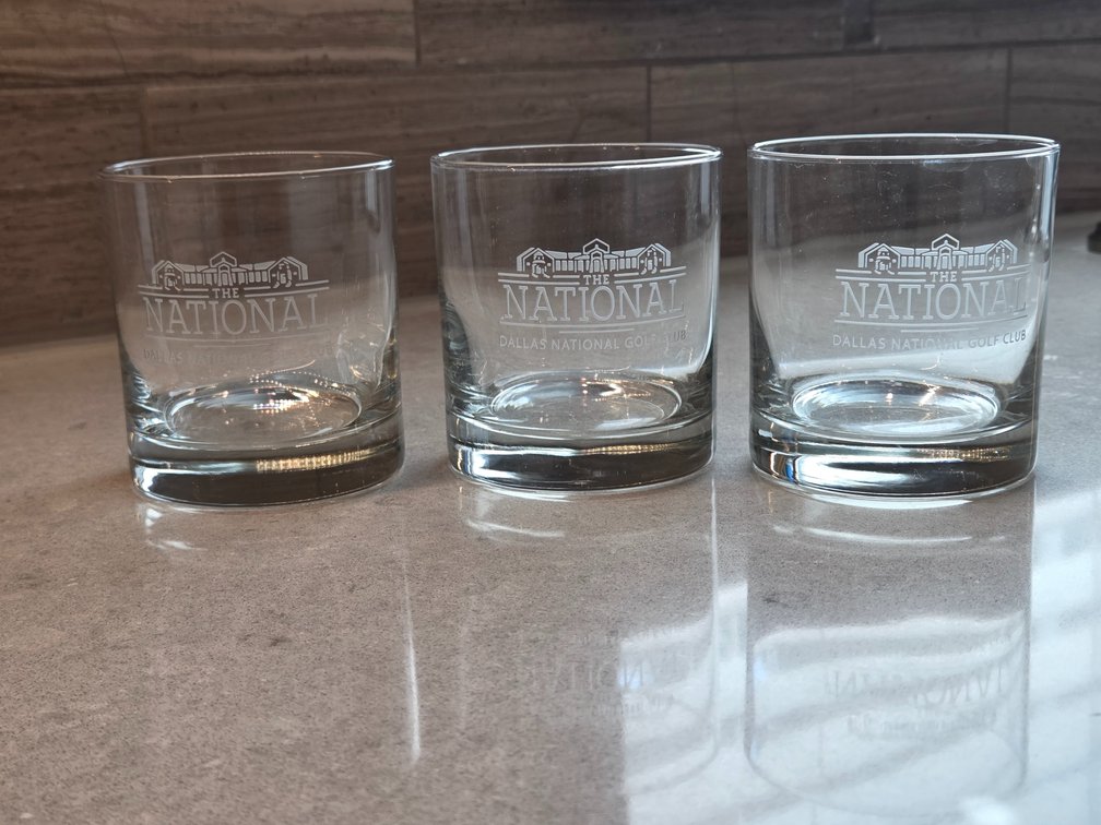 3 pc The National Dallas National Golf Club rocks glasses