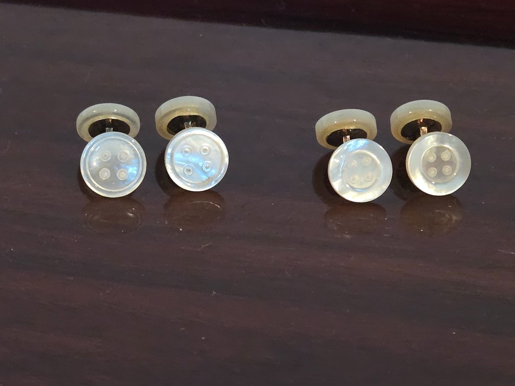 2 pairs of vintage mother of pearl button shaped Cufflinks