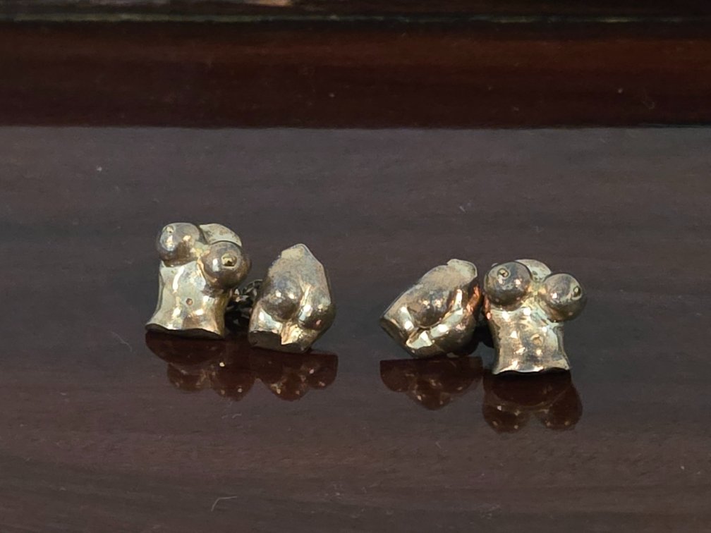Artistic Nude Woman Silver Cufflinks