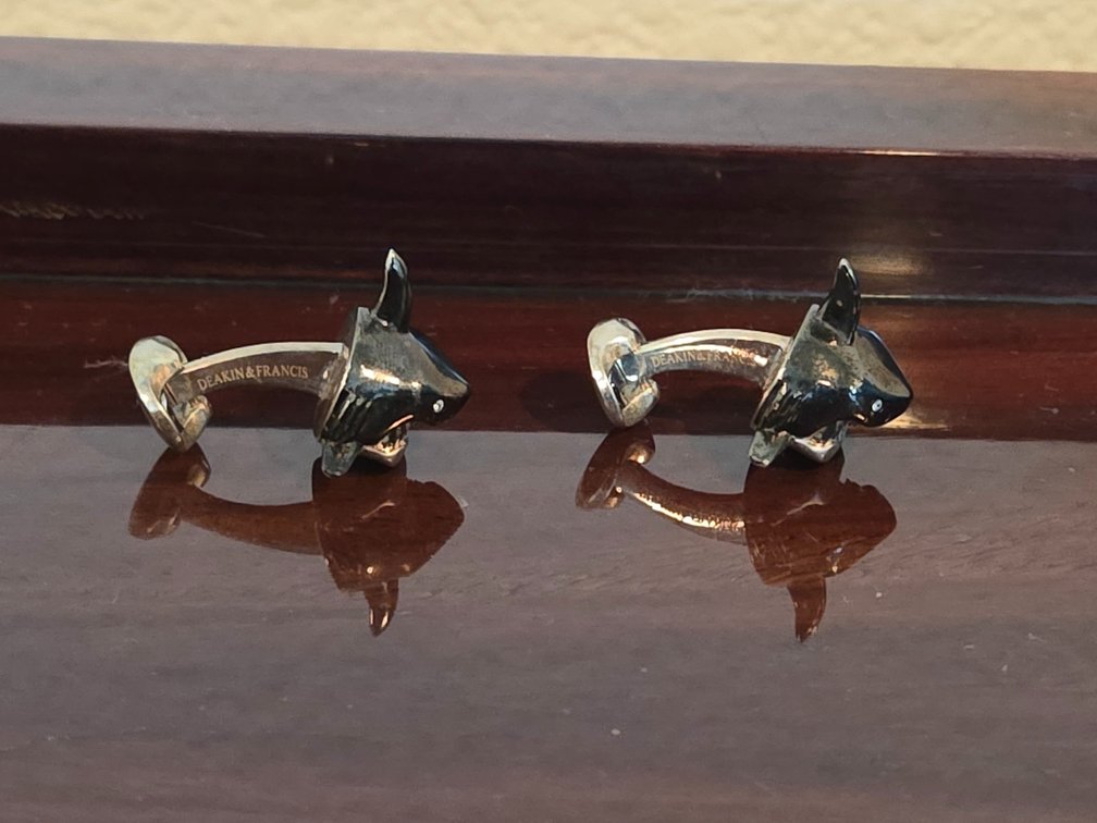 Deakin & Francis Sterling Silver Shark Head Cufflinks