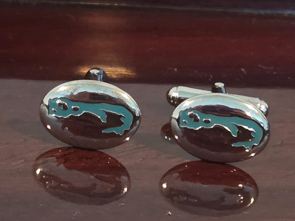 Bermuda Sterling Silver Cufflinks with Island Shape Inlay