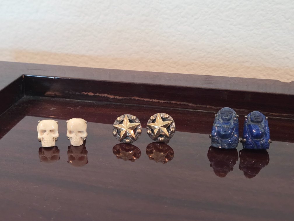 3 pairs of novelty Cufflinks one is Hermes
