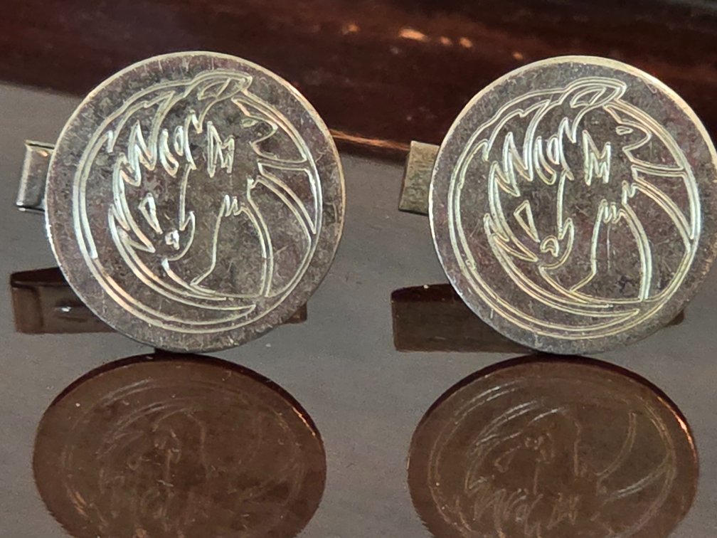 Basch Sterling Etched Dragon Cufflinks