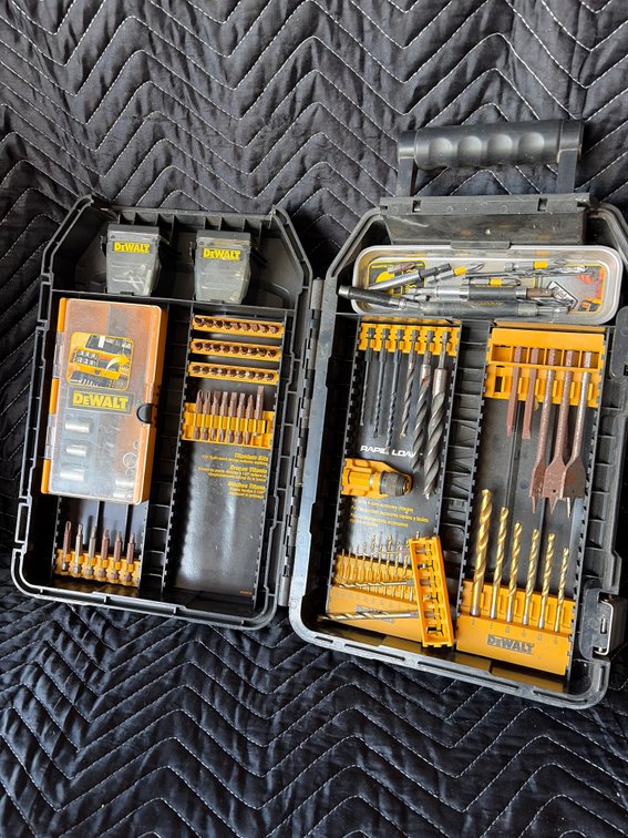 DeWalt bit kit, including drill, bits, drivers sockets torque
