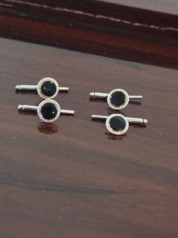 David Donahue sterling silver and black onyx shirt stud set