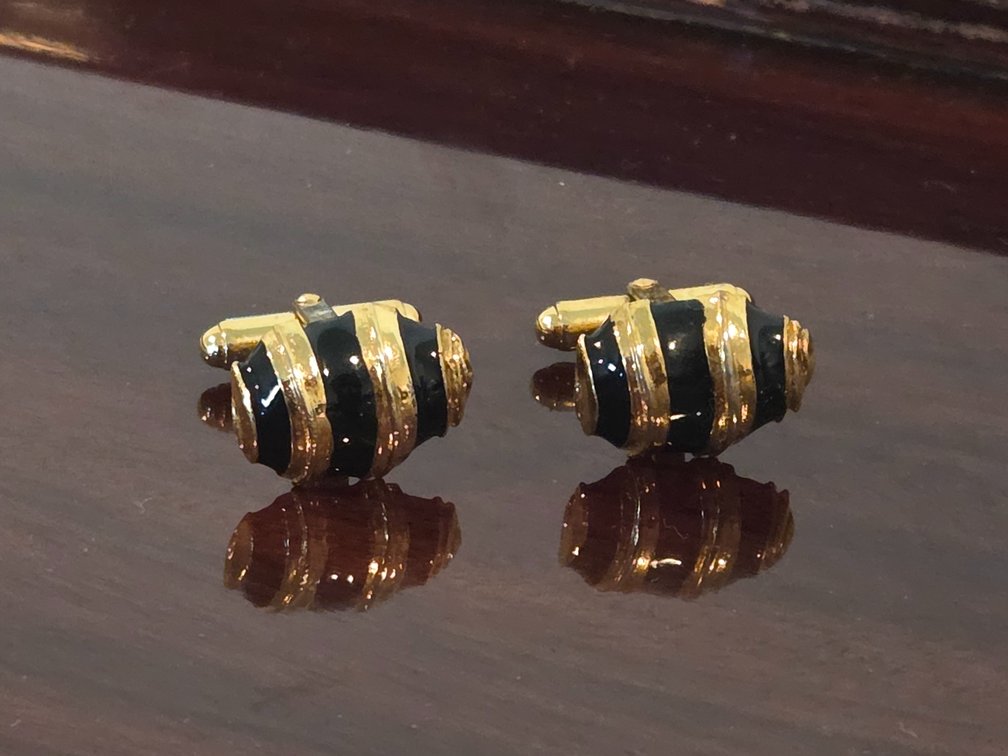 Tiffany & Co Inspired Gold and Black Cufflinks