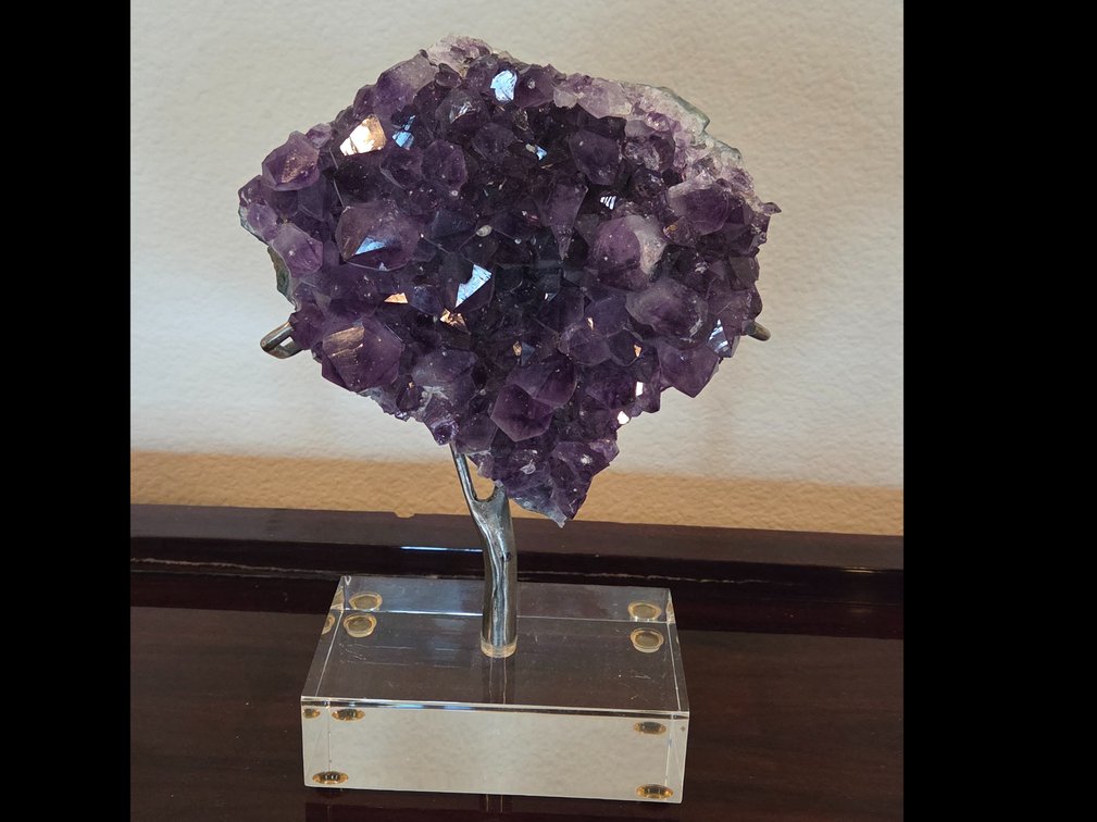 Grape Jelly Amethyst Cluster on stand