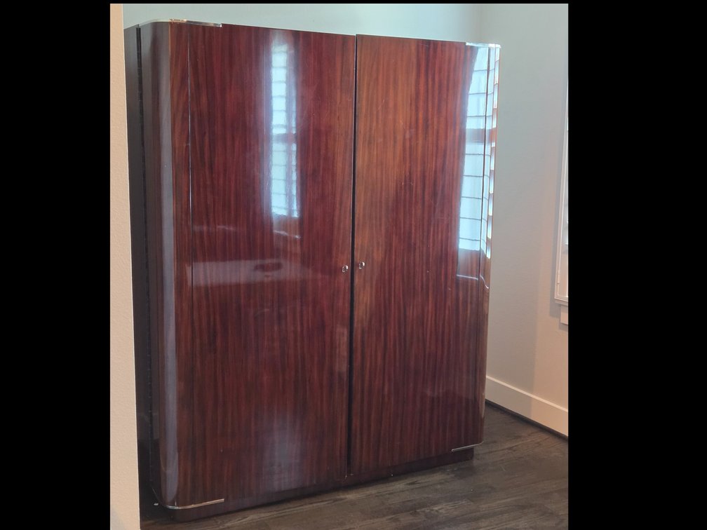 Ralph Lauren Home Art Deco-Style Gentleman's Wardrobe / Bar Cabinet in Mahogany