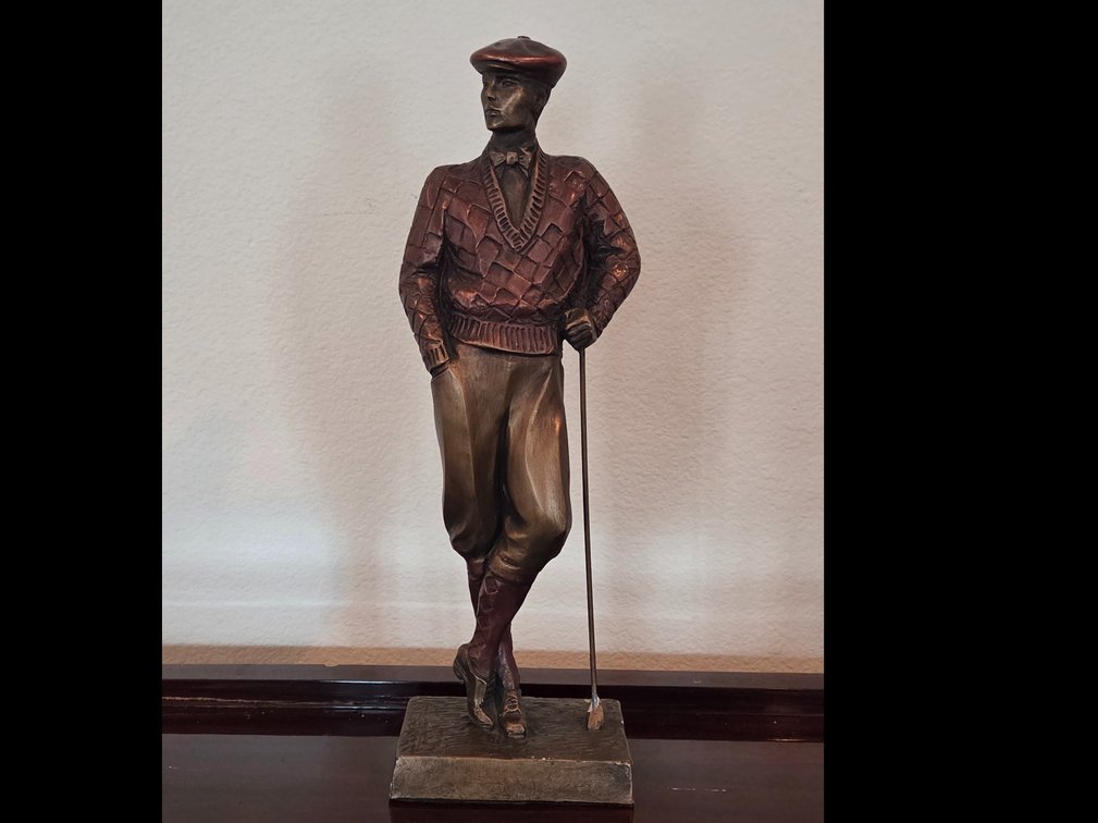Vintage 1989 Austin Productions bronze-toned golfer sculpture "Birdie"