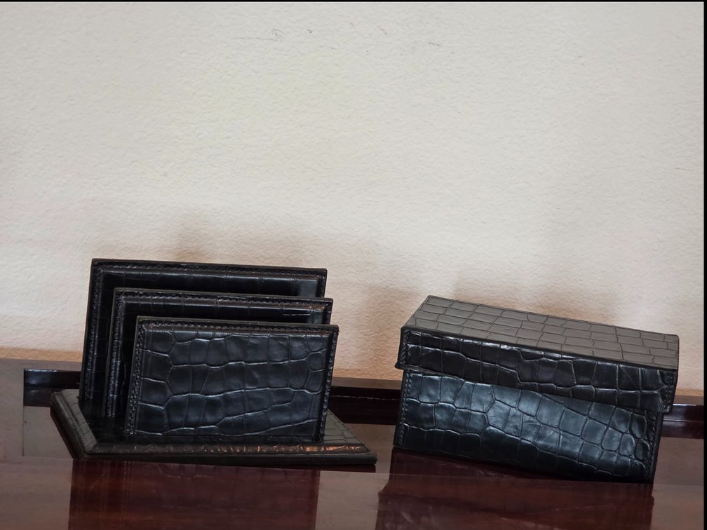 Ralph Lauren Faux Croc Letter Holder and Desk Box