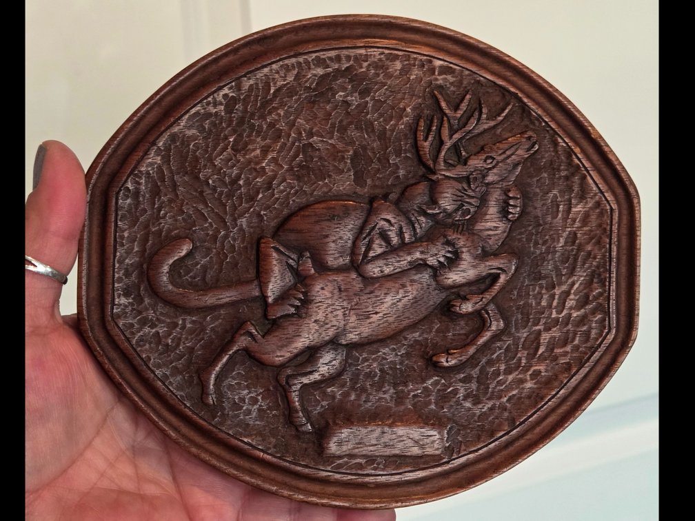 1937 Hand carved Relief Wood Carving