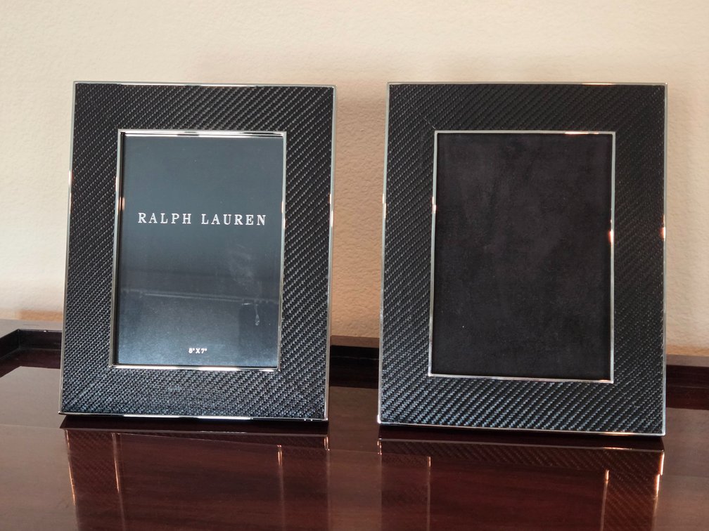 2 Ralph Lauren Sutton Embossed-Leather Photo Frames