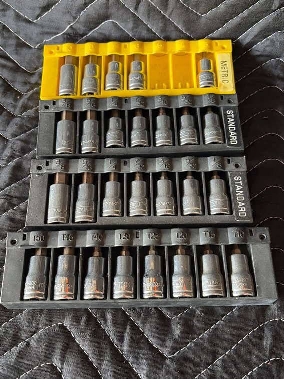1/2” drive hex and Torx sockets