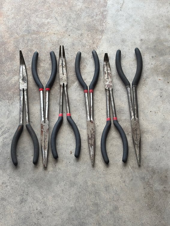 Group of needle, nose, pliers