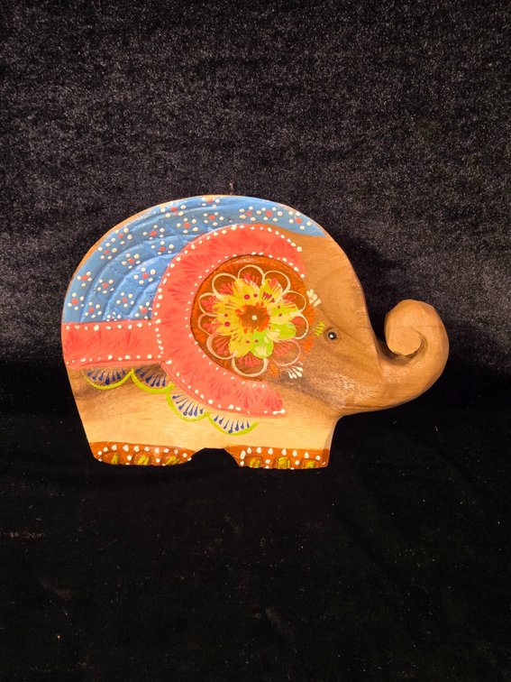 Vintage hand-painted folksy wooden elephant