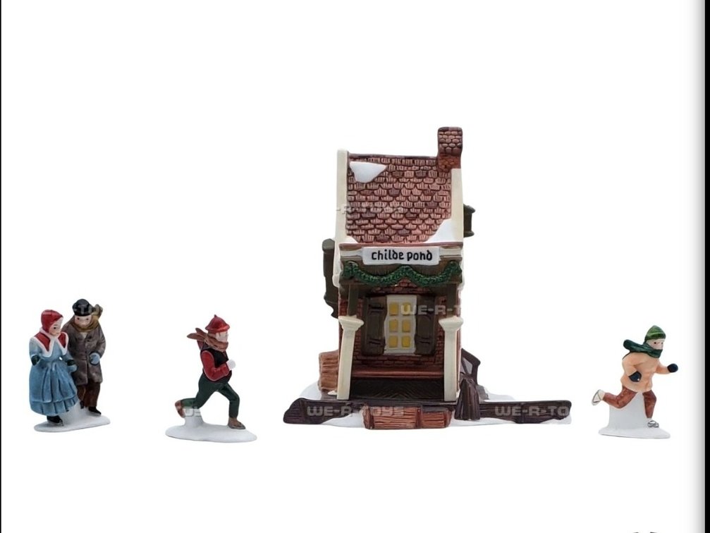 1988 Department 56 Heritage Village Collection accessory set "Childe Pond and Skaters" #5903-0