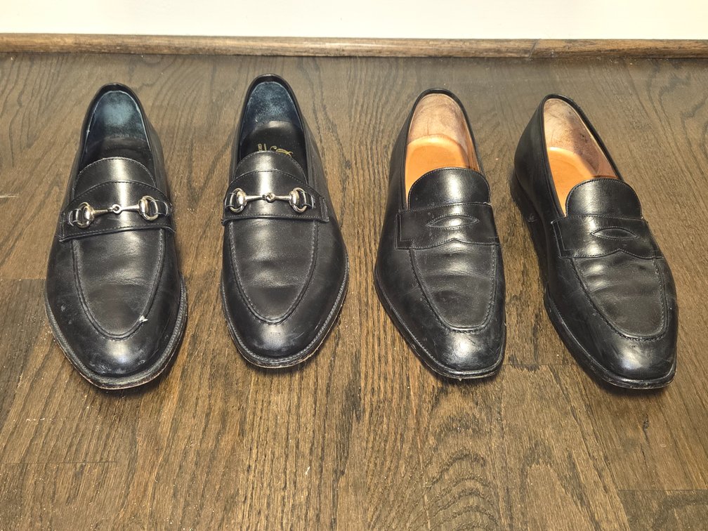 2 pairs Men's 9.5 Black Leather Loafers